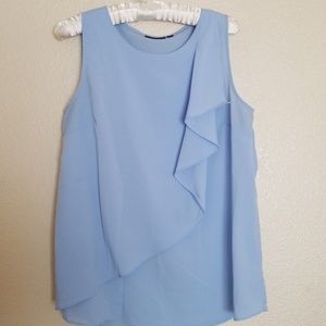 Short sleeve ruffle accent blouse